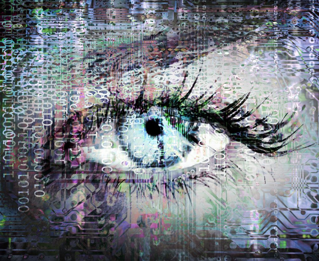 Cybernetic eye with binary code as metapor for shaping a CDO unit