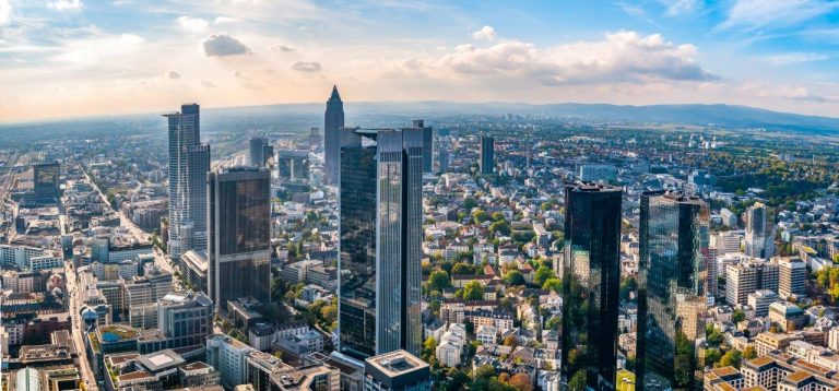 The Skyline of Frankfurt in Germany with all the finance buildings at daylight in zeb.market flash (Issue 29 – April 2019) / BankingHub