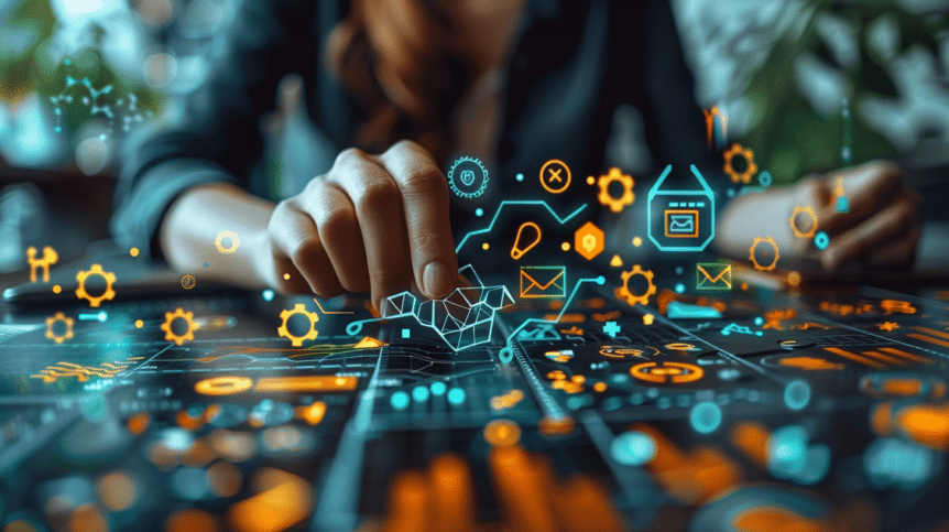 woman working on a digital screen