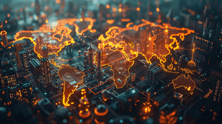 abstract image with a world map as a metaphor for the supply chain act