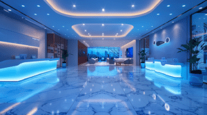 Lobby of a modern bank branch