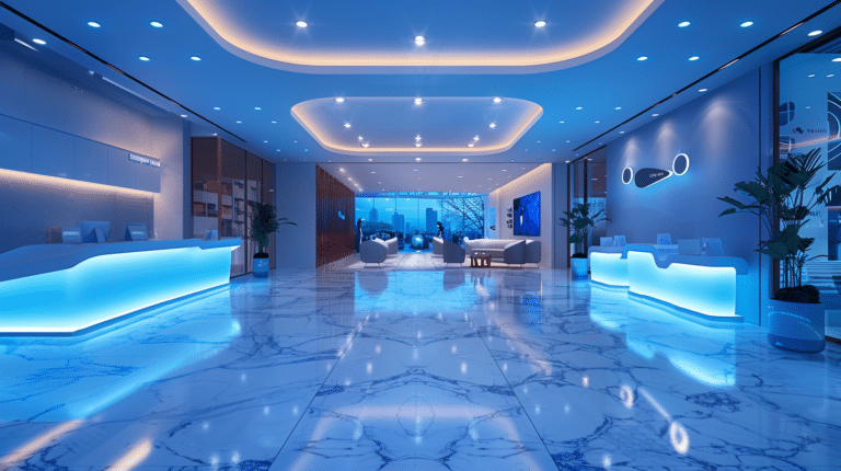 Lobby of a modern bank branch