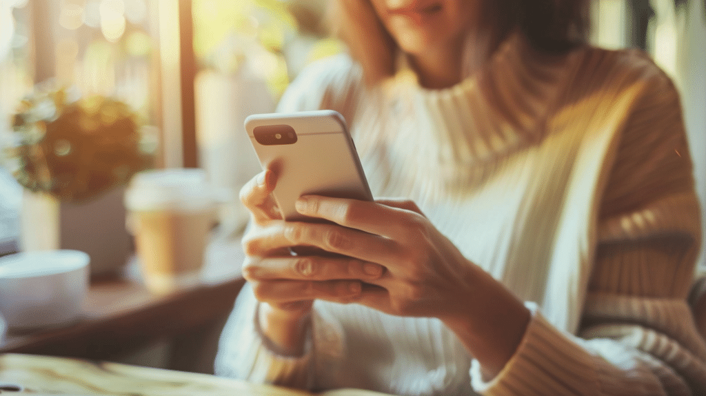 A woman using a smartphone as a symbol of the strengthening of banks' digital sales channels